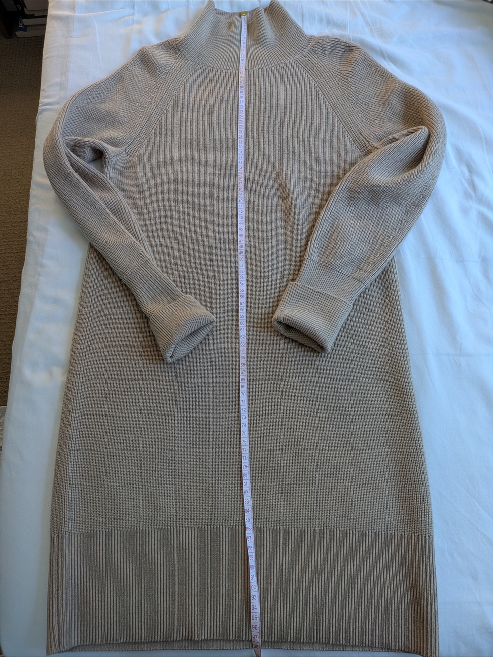 Banana Republic Merino Wool Mock Neck Sweater Dress Beige Size S - Picture 7 of 7